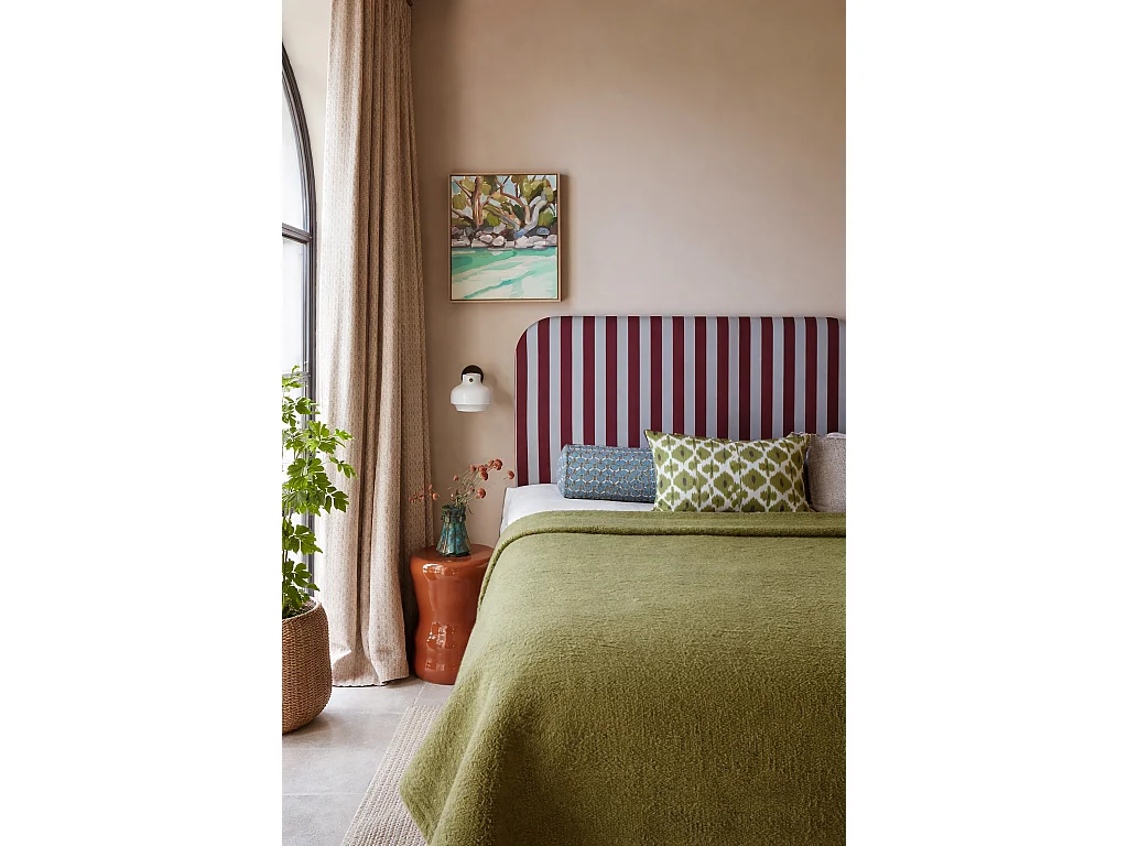 Tête de lit en velours à rayures 160x97cm EDDIE