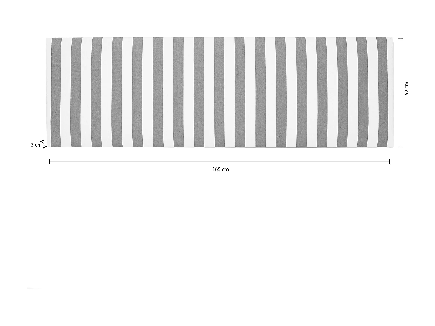 Cabecero tapizado de tela rayas negras 165x52cm