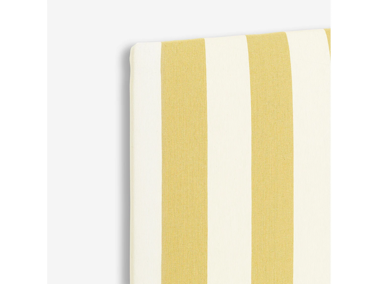 Tête de lit tapissée en tissu rayé jaune 145x52cm