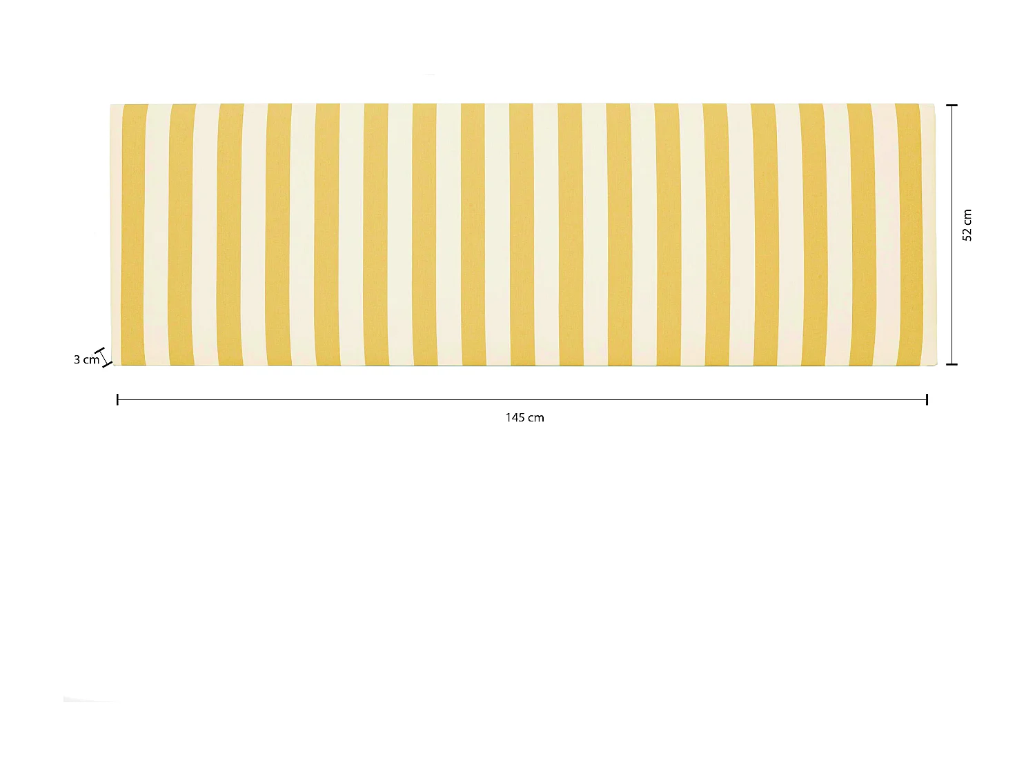 Tête de lit tapissée en tissu rayé jaune 145x52cm