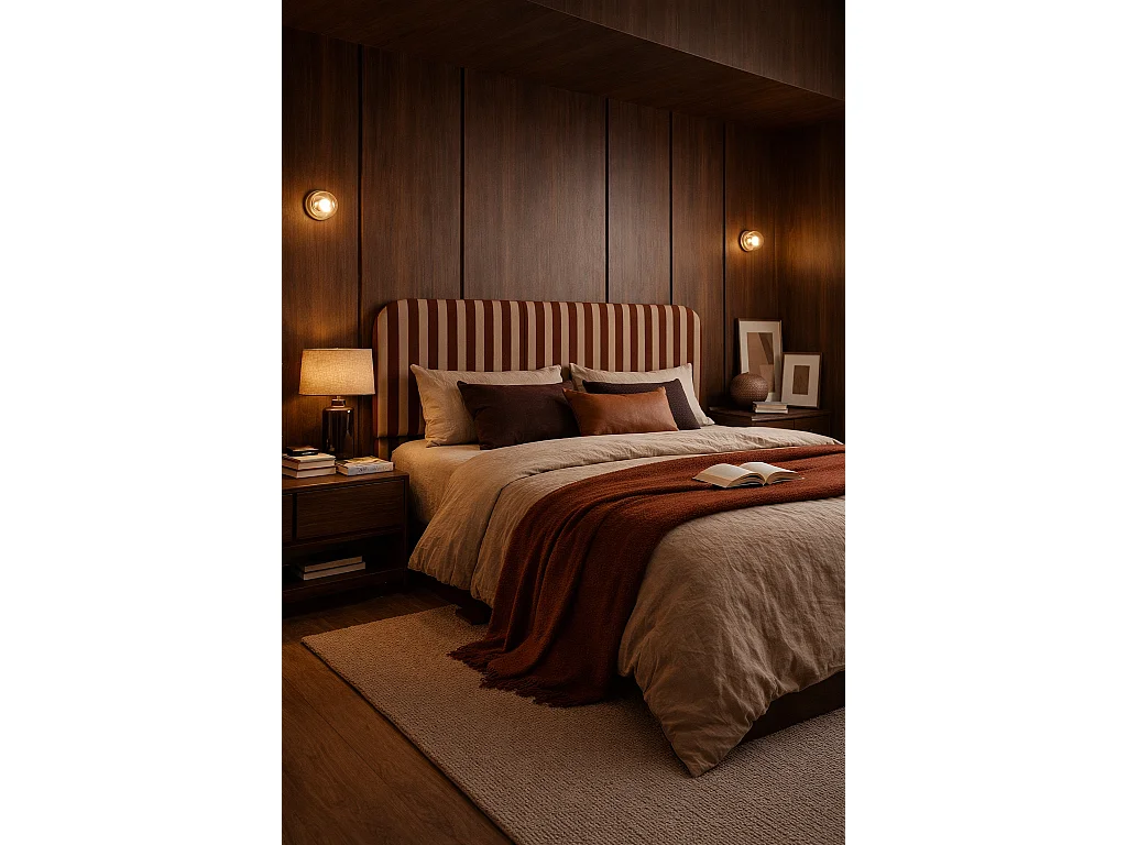 Tête de lit en velours à rayures 160x97cm EDDIE