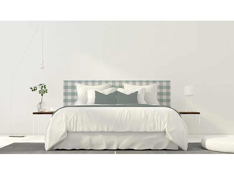 Gepolstertes Kopfteil Vichy-Stoff, 165x52 cm, Turkis