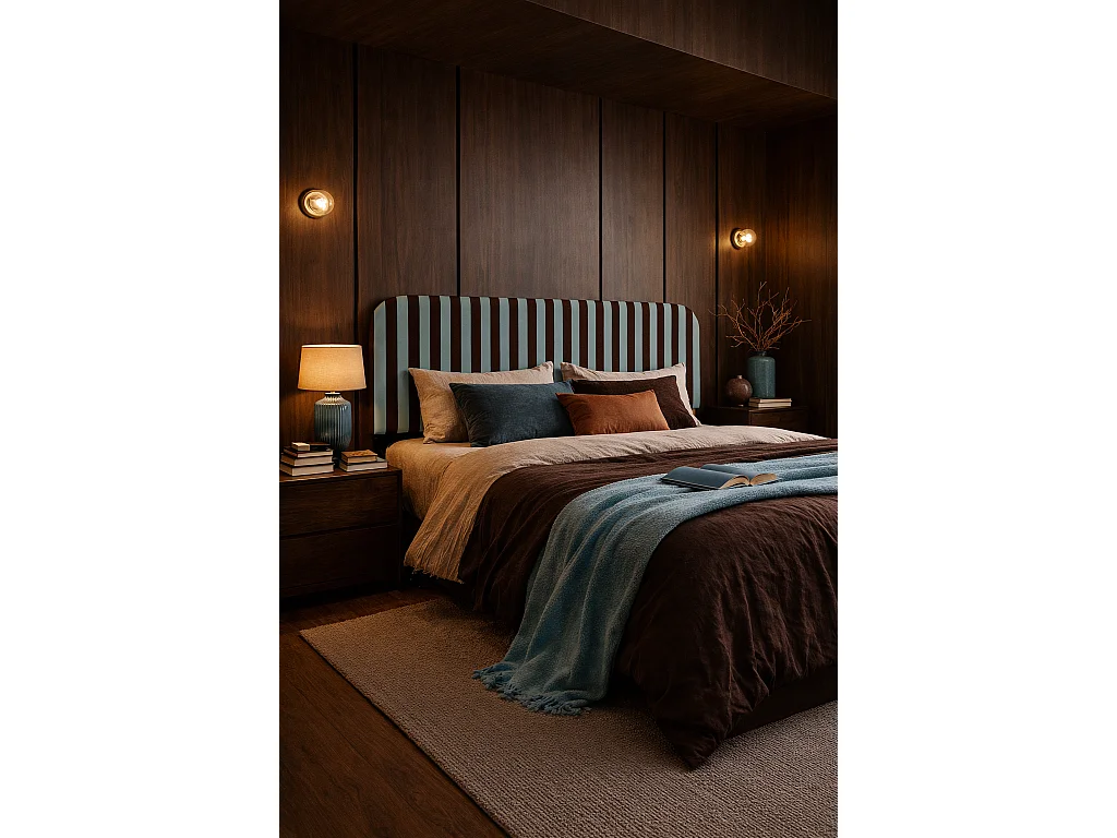 Tête de lit en velours à rayures 160x97cm EDDIE