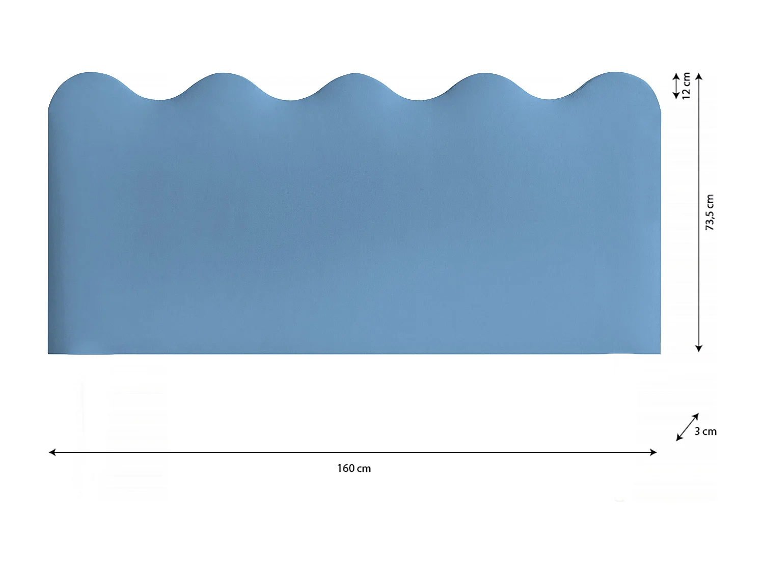 Cabecero tapizado forma ondulada 160x73,5cm HECHO EN ESPAÑA