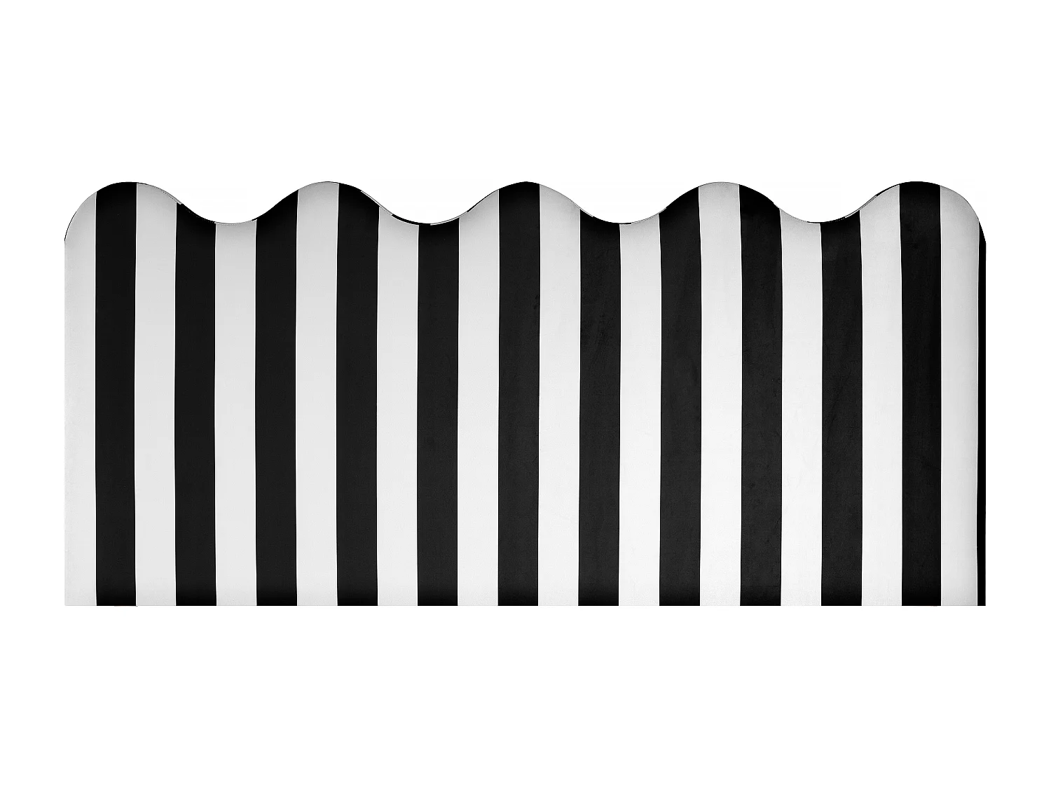 Cabecero tapizado forma ondulada franjas blancas y negras 160x73,5cm