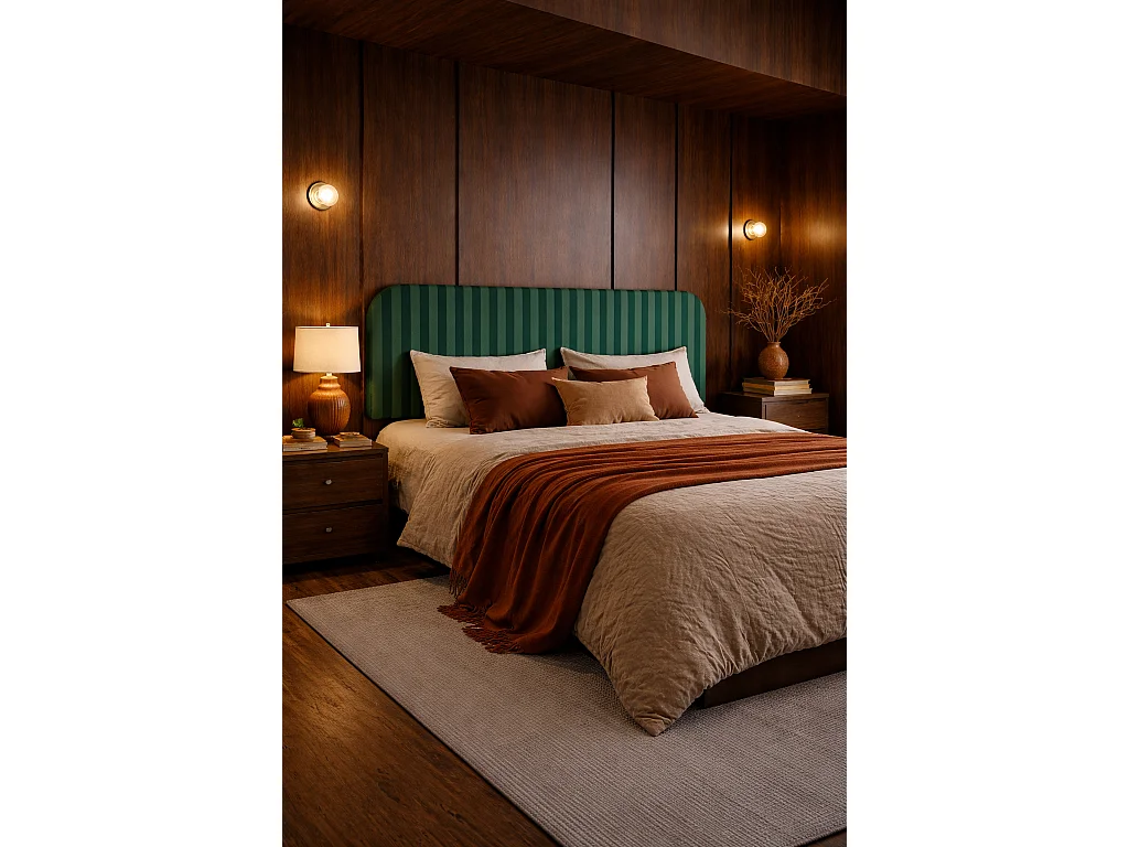 Tête de lit en velours à rayures 160x97cm EDDIE