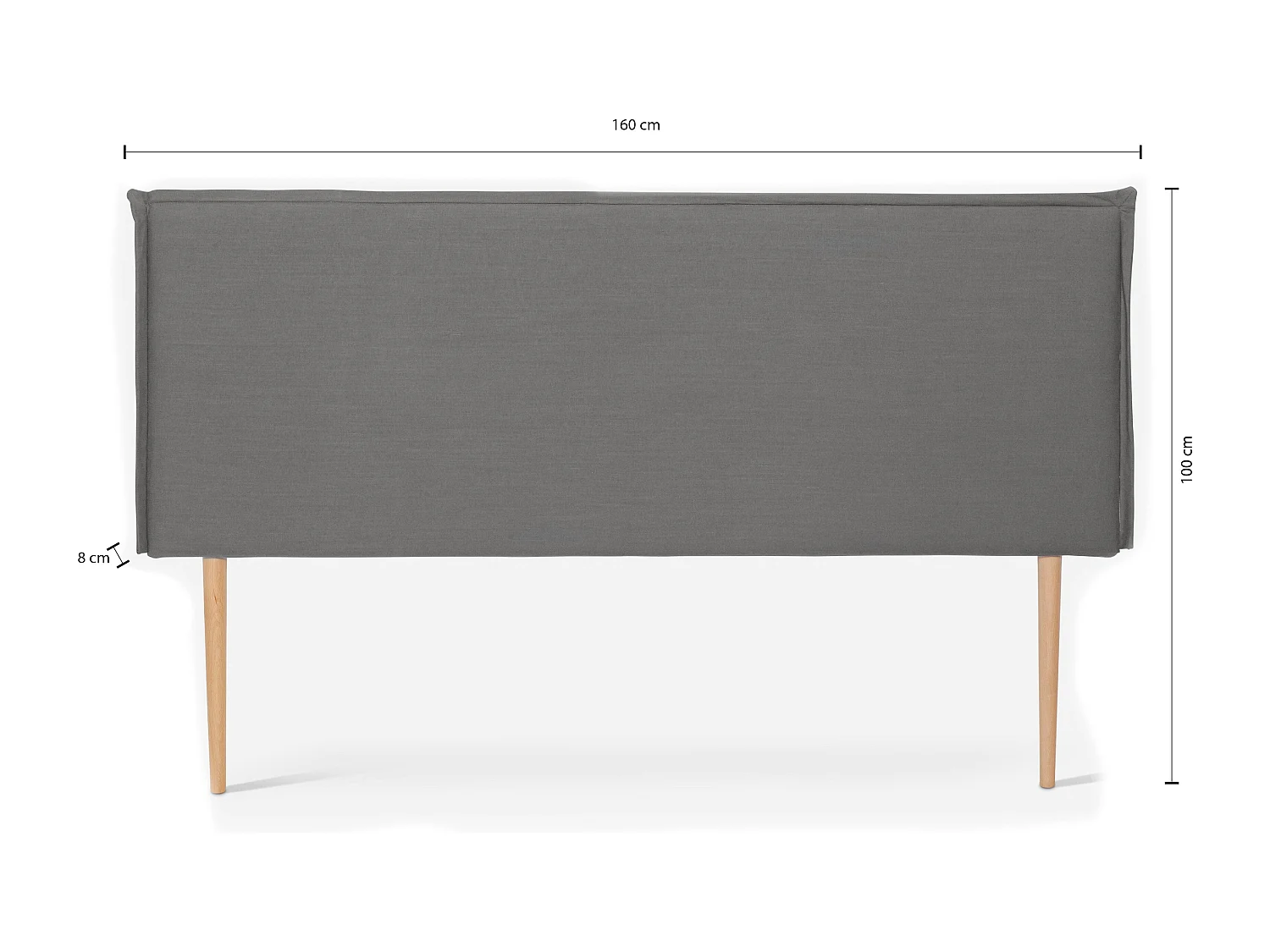 Cabecero tapizado de tela 100% lino gris 160x100cm