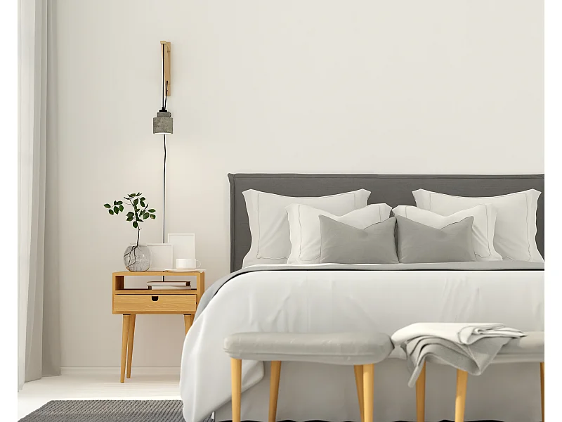 Cabecero tapizado de tela 100% lino gris 160x100cm