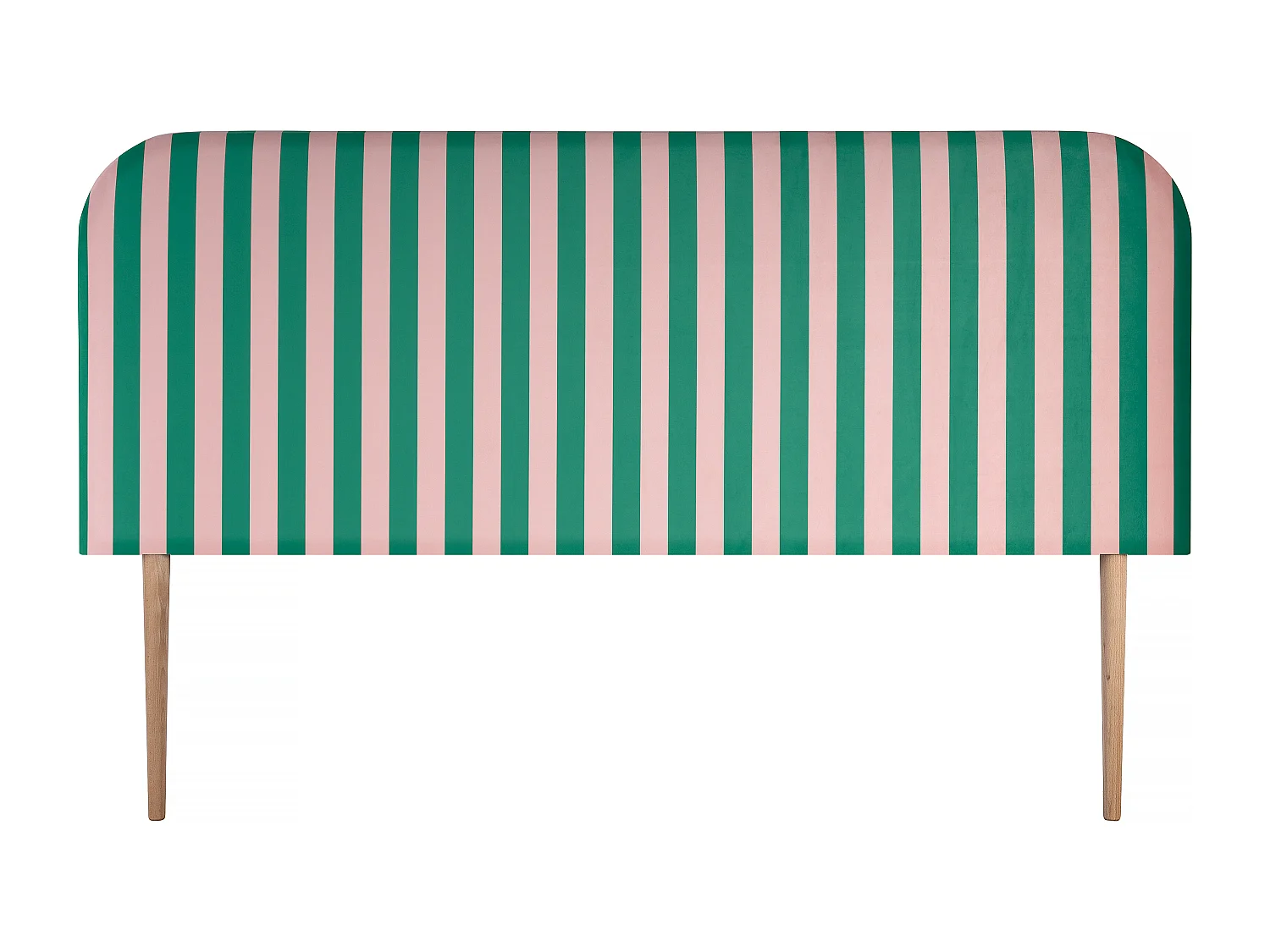 Cabecero tapizado terciopelo a rayas verdes y rosas 190x97cm