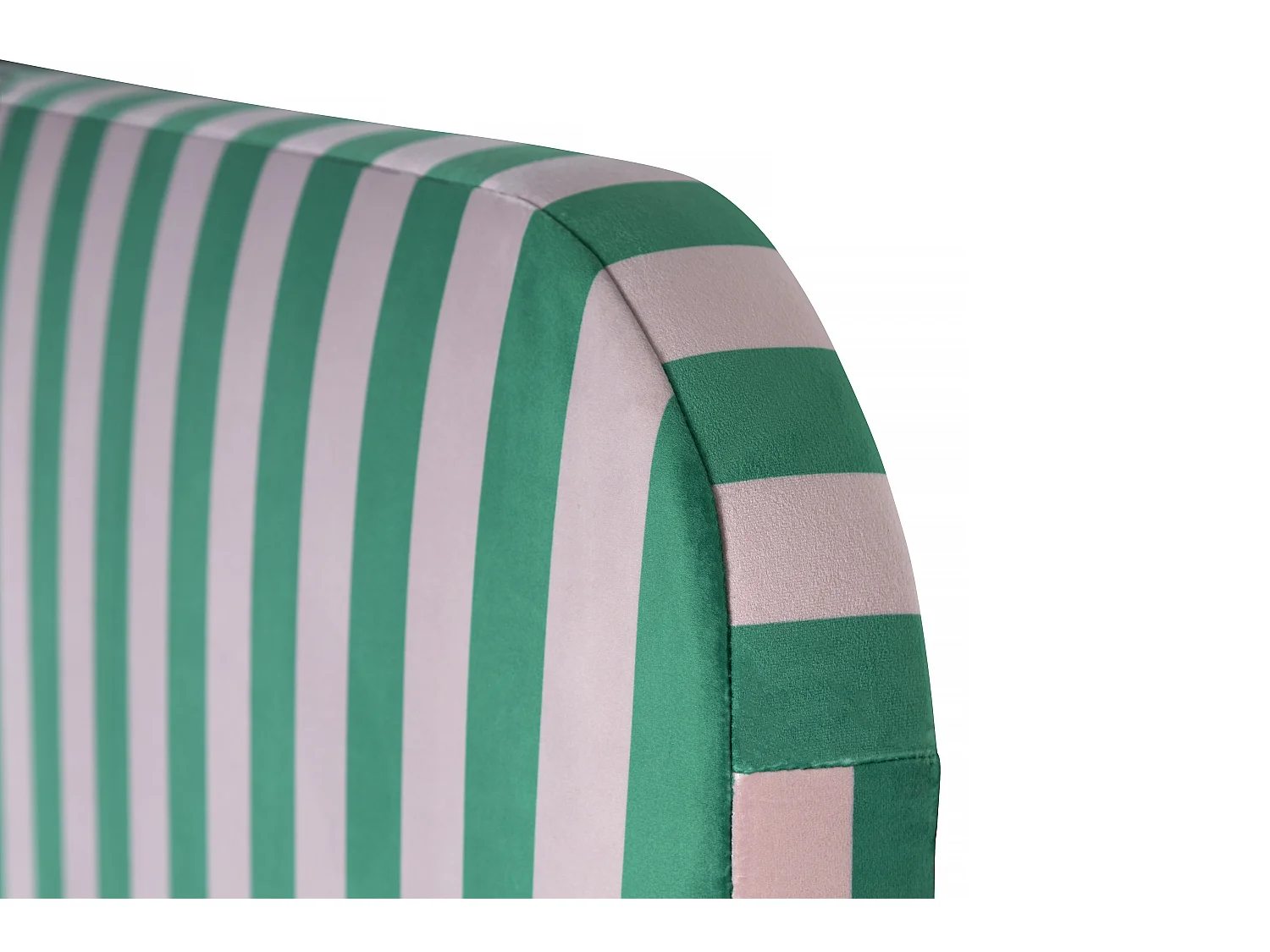Cabecero tapizado terciopelo a rayas verdes y rosas 190x97cm