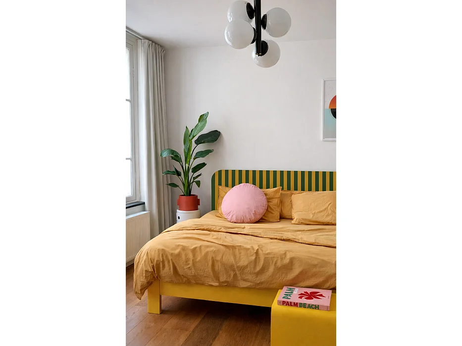 Tête de lit en velours à rayures 160x97cm EDDIE