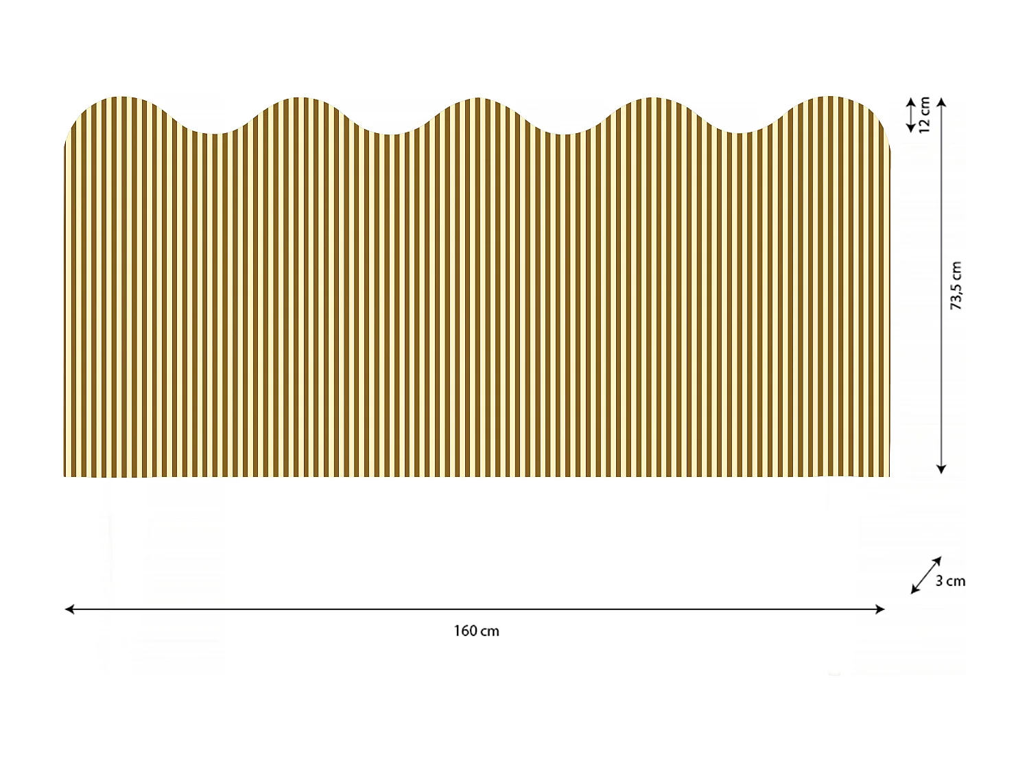 Cabecero tapizado forma ondulada 160x73,5cm HECHO EN ESPAÑA