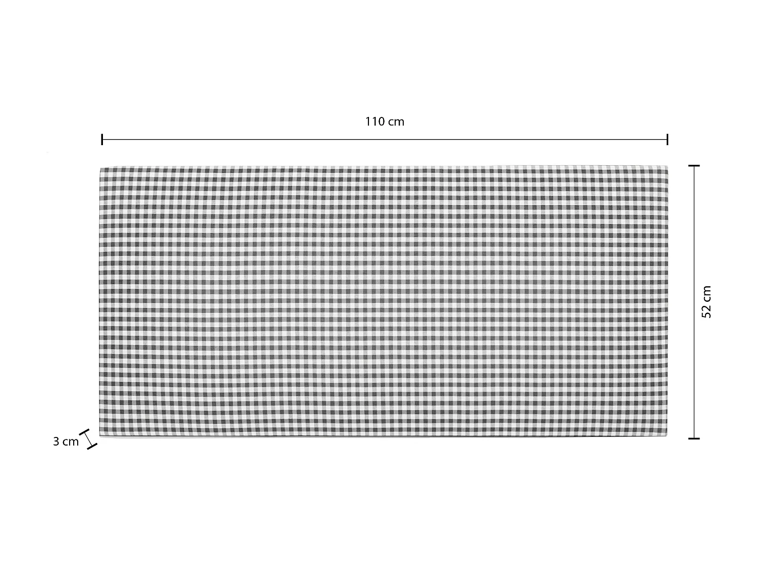 Cabecero infantil tapizado en vichy color negro 110x52cm