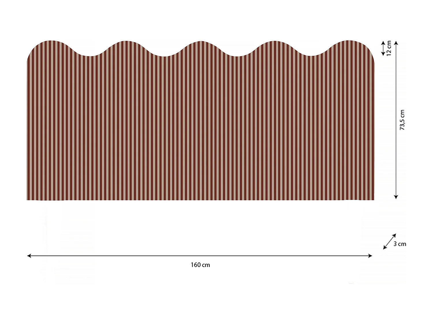 Cabecero tapizado forma ondulada 160x73,5cm HECHO EN ESPAÑA