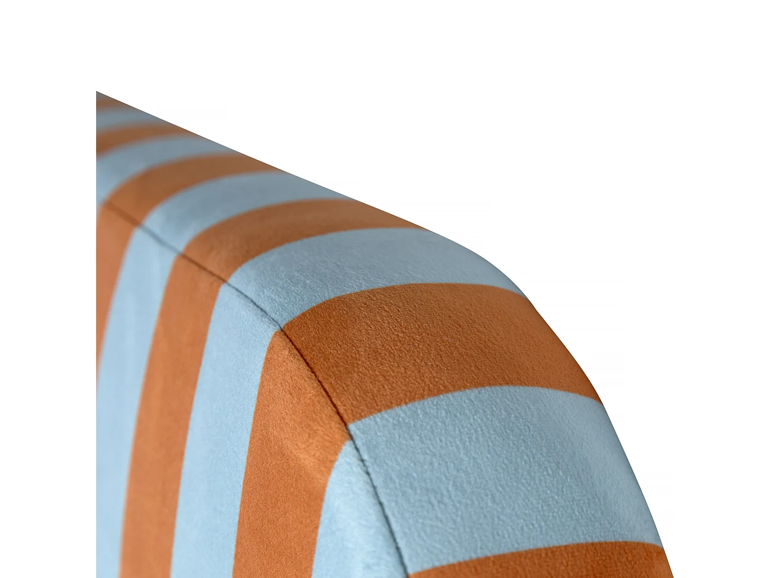 Cabecero tapizado terciopelo a rayas azul y naranja  190x97cm