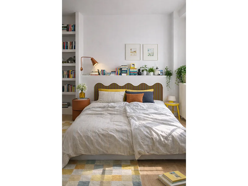 Tête de lit rembourrée forme ondulée 160x73,5cm