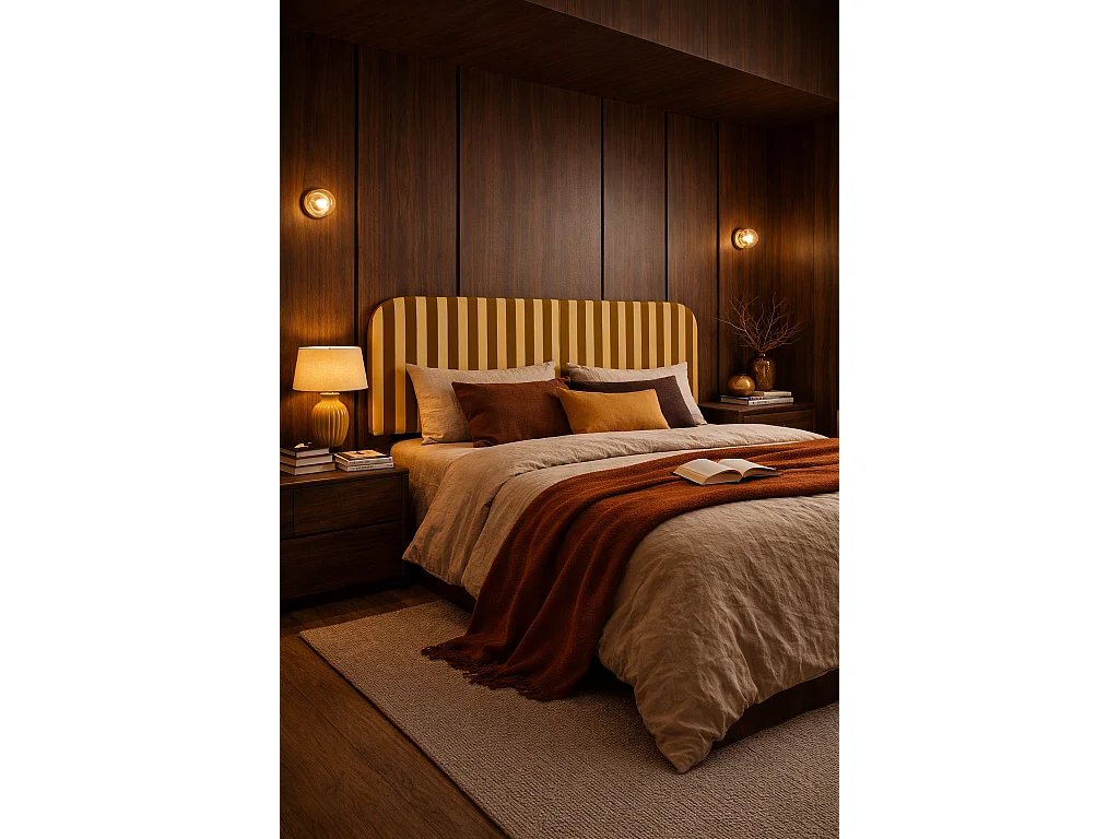 Tête de lit en velours à rayures 160x97cm EDDIE