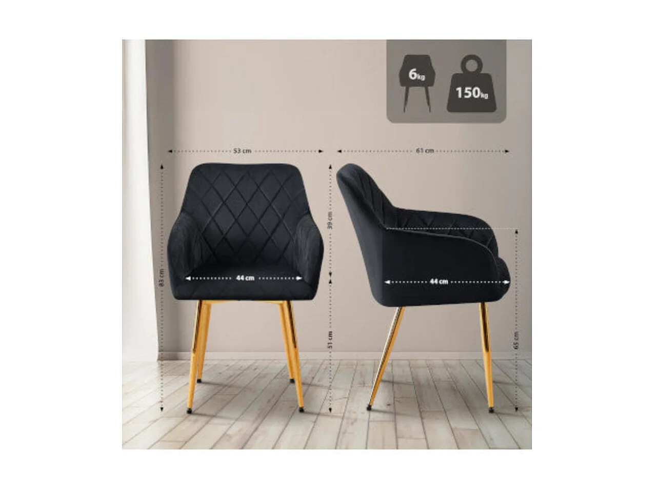 Dudeco Cadeira Bilbau Gold Preto