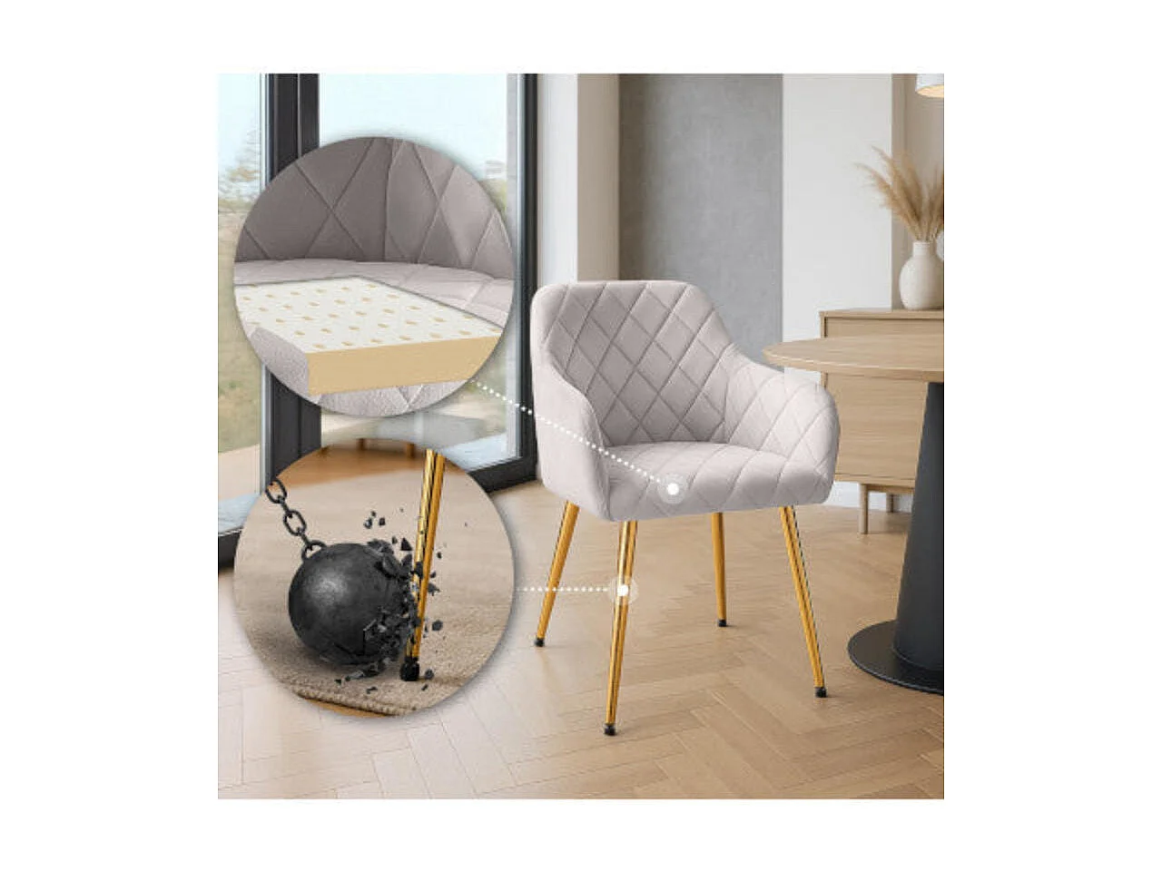 Dudeco Cadeira Bilbau Gold Cinzento claro