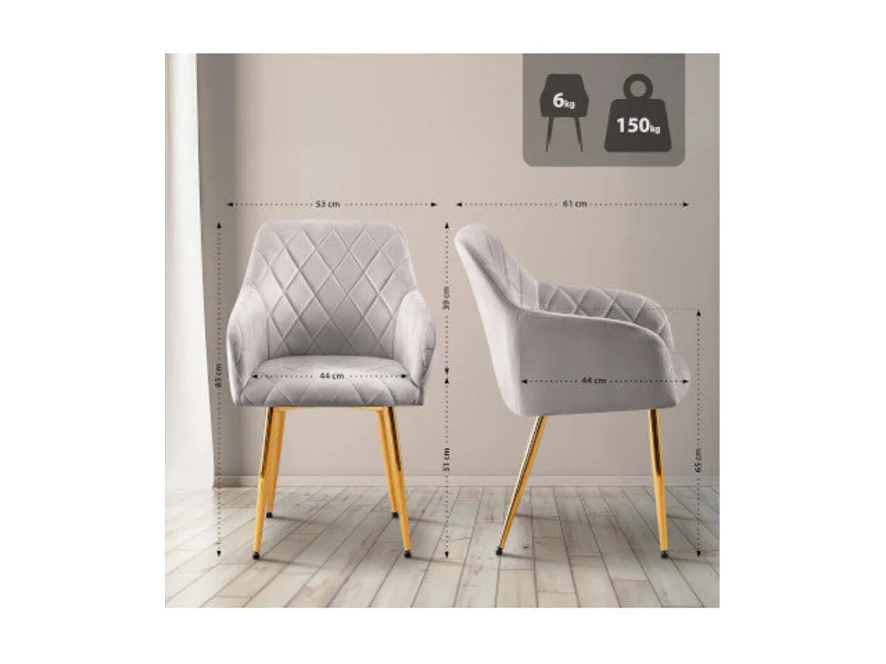 Dudeco Cadeira Bilbau Gold Cinzento claro