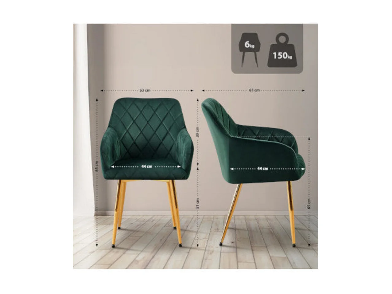 Dudeco Cadeira Bilbau Gold Verde escuro