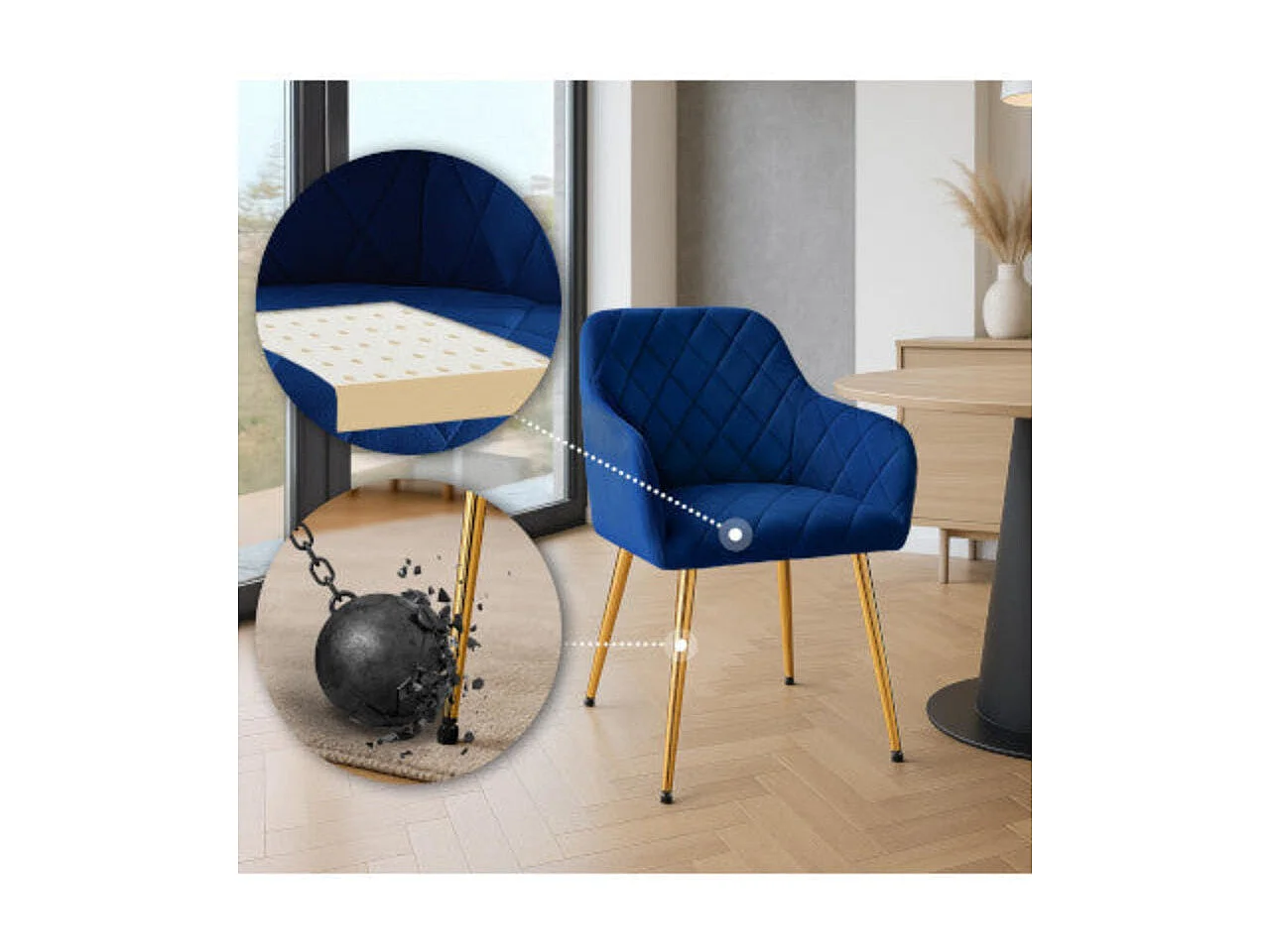 Dudeco Cadeira Bilbau Gold Azul marinho