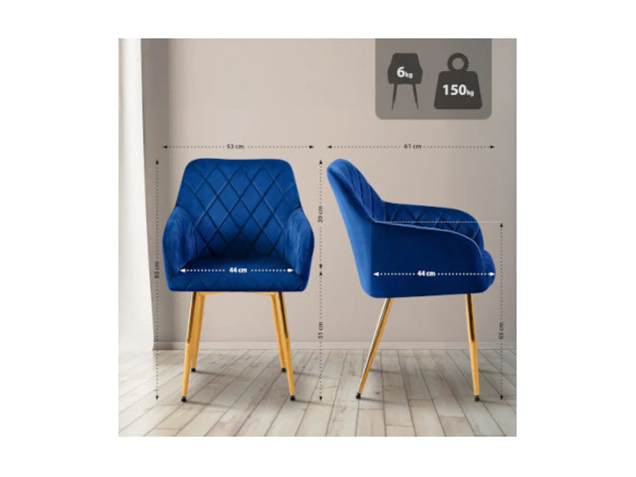 Dudeco Cadeira Bilbau Gold Azul marinho