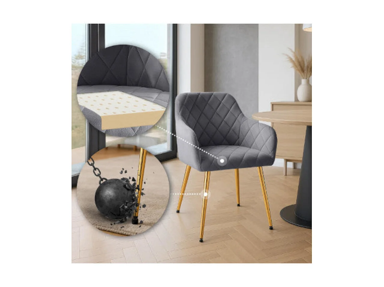 Dudeco Cadeira Bilbau Gold Cinzento Escuro