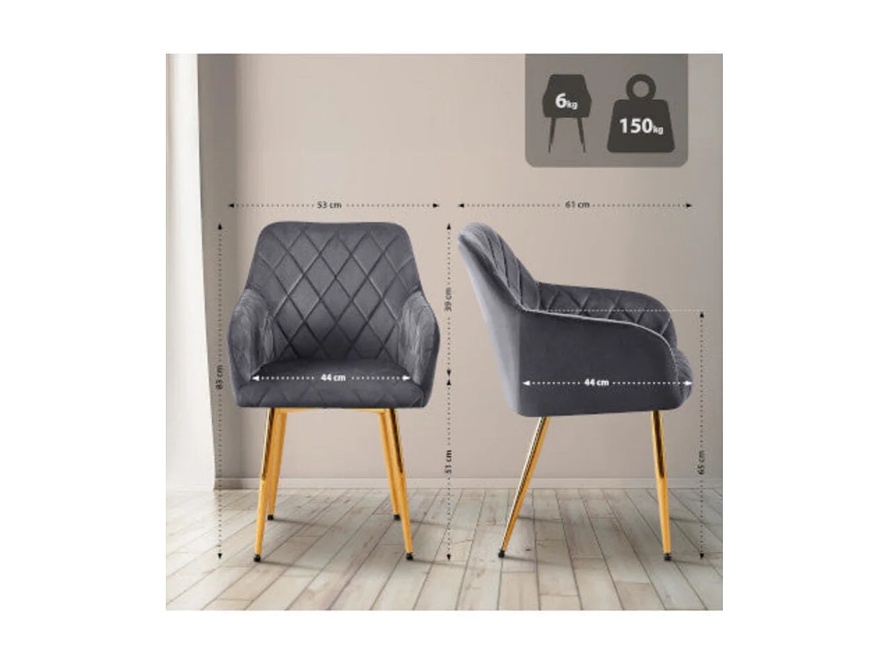 Dudeco Cadeira Bilbau Gold Cinzento Escuro