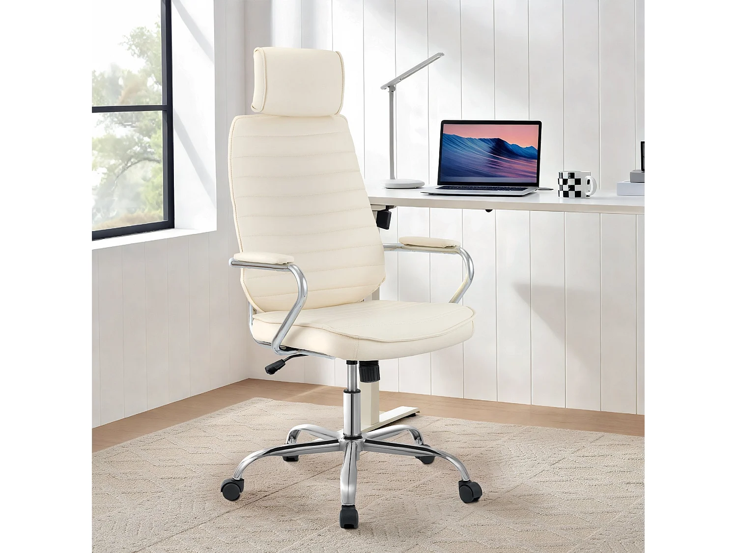 Dudeco Cadeira Escritório Rako em Pele Sintética Creme