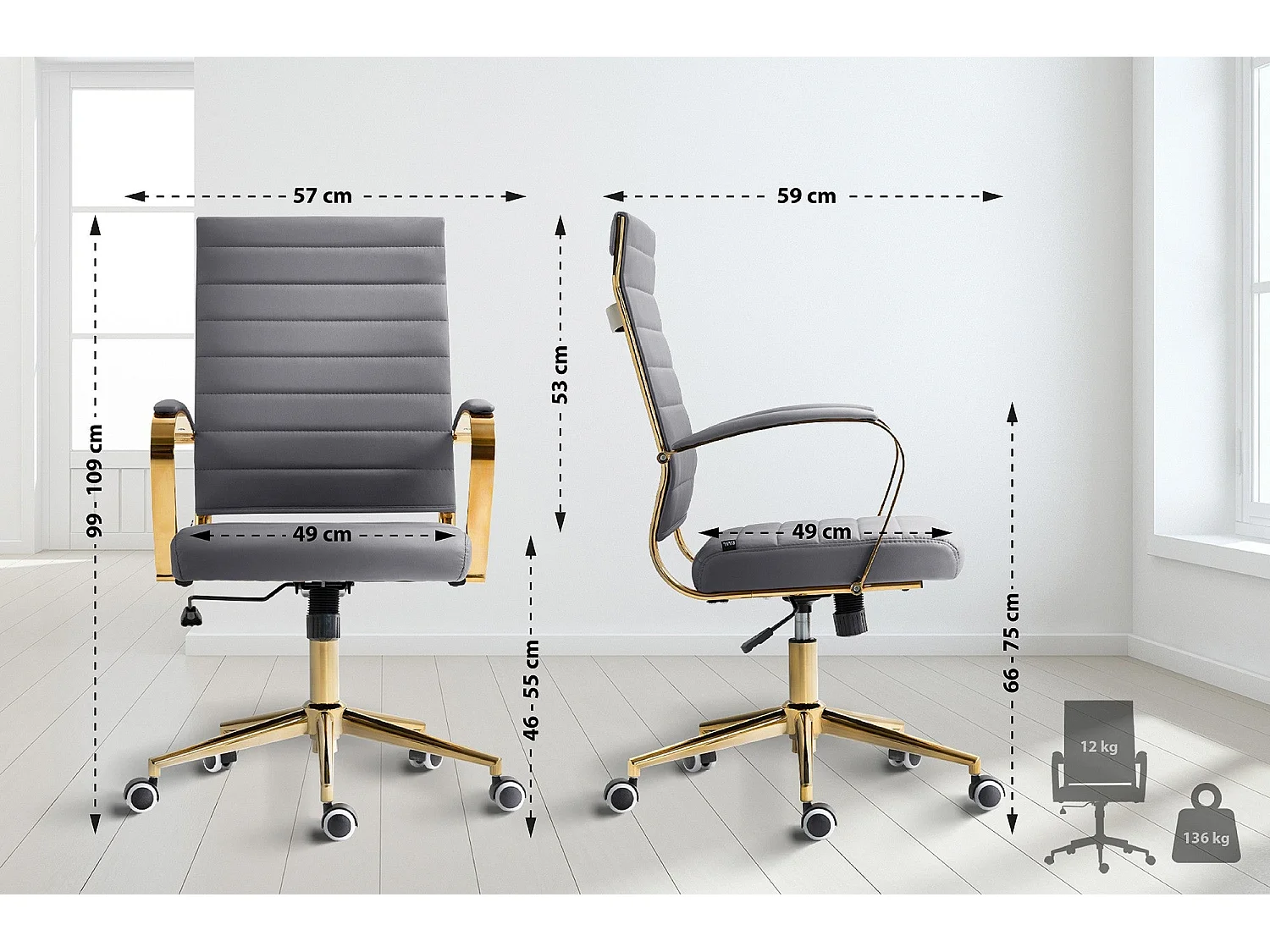 Dudeco Cadeira Escritório Havanna Cinzento