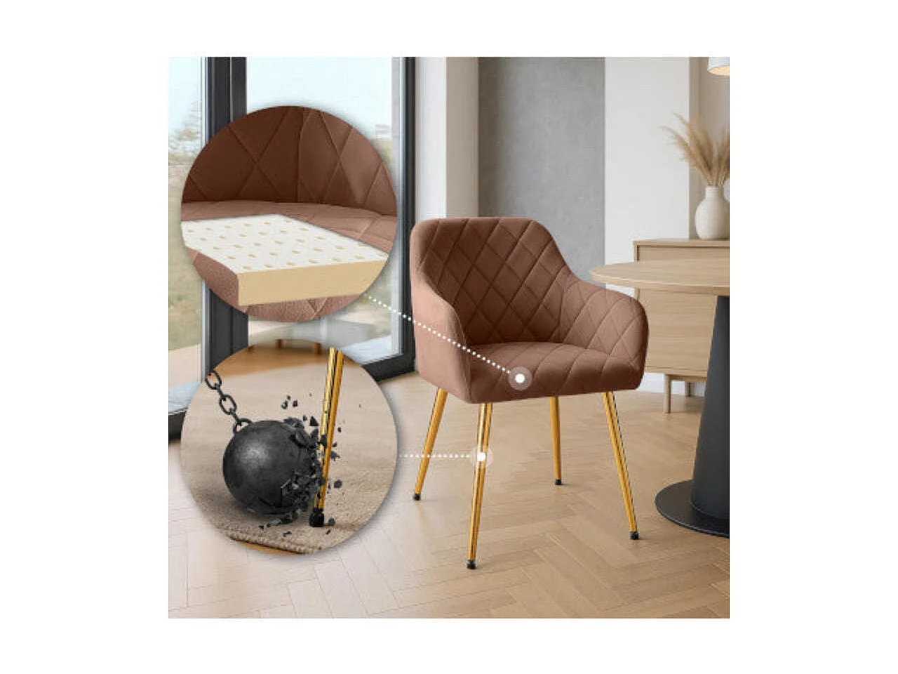 Dudeco Cadeira Bilbau Gold Castanho