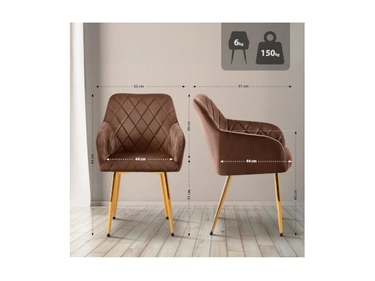 Dudeco Cadeira Bilbau Gold Castanho