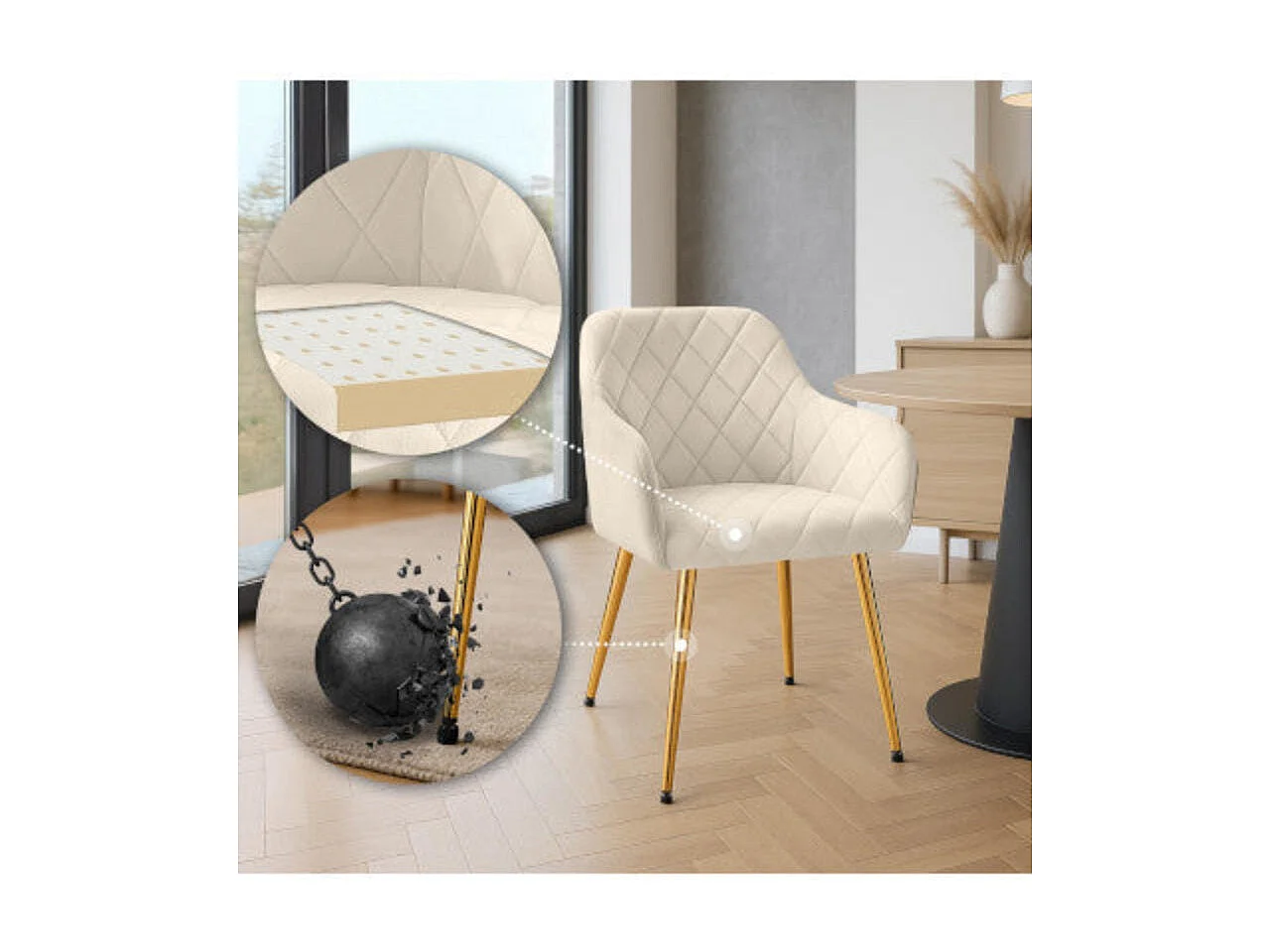 Dudeco Cadeira Bilbau Gold Creme