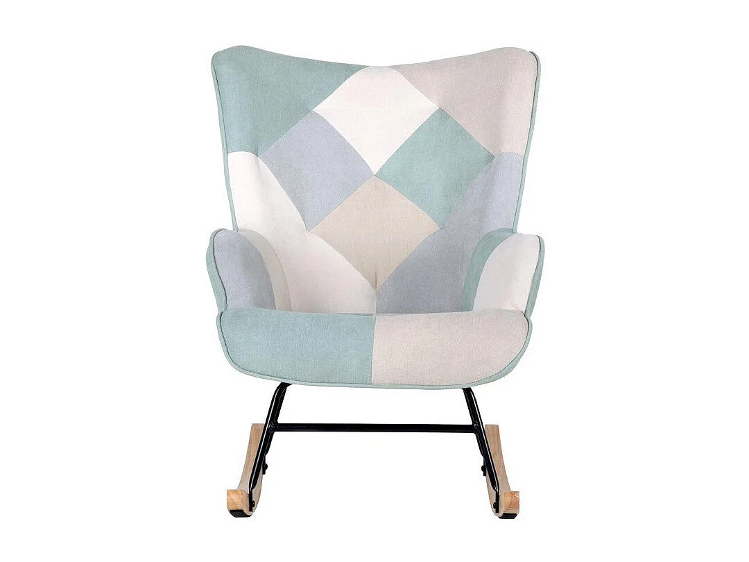 Dudeco Sillón mecedora Luca Patchwork verde menta