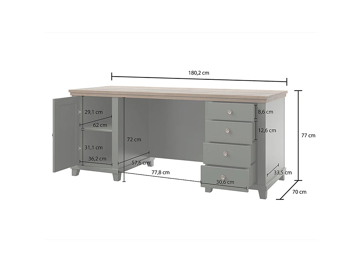 Martin Green and Wood 1-door 4-drawer desk