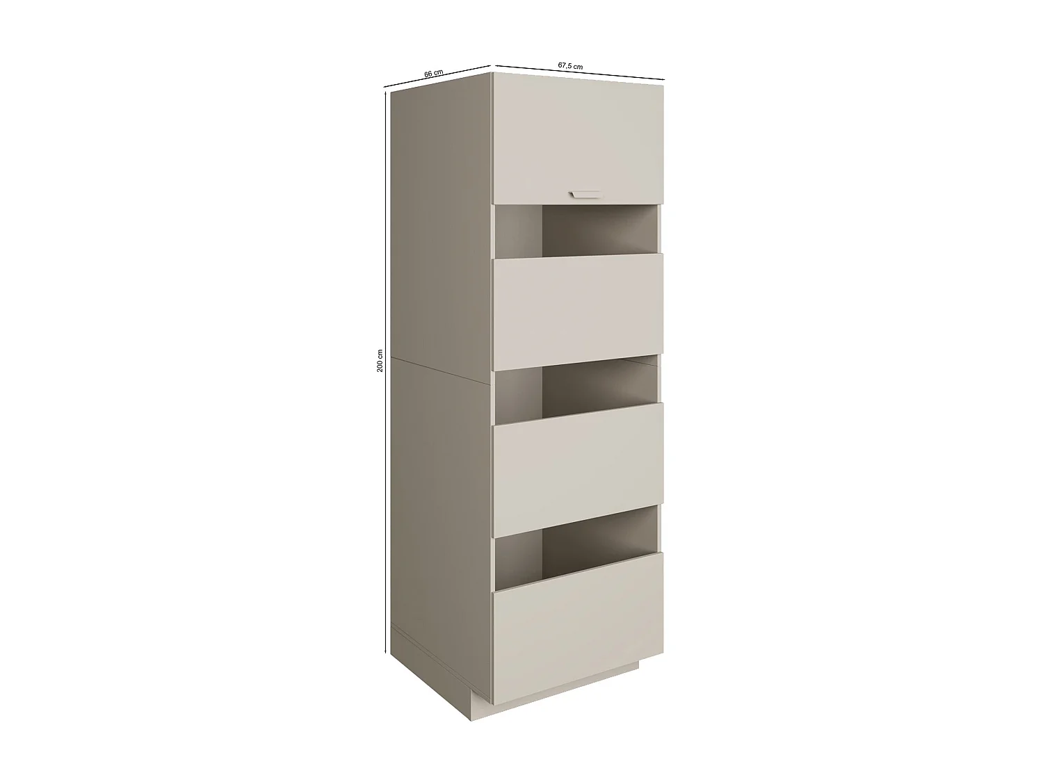 Badezimmer-Hochschrank stehend 68 cm – 4 Türen – Kaschmirgrau – HOLV