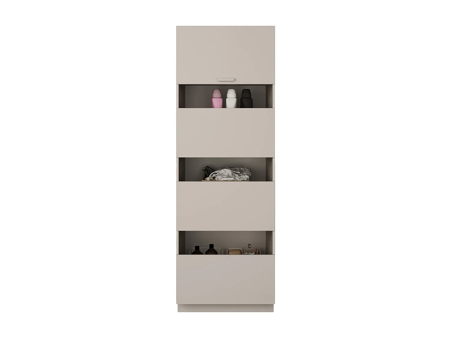 Badezimmer-Hochschrank stehend 68 cm – 4 Türen – Kaschmirgrau – HOLV