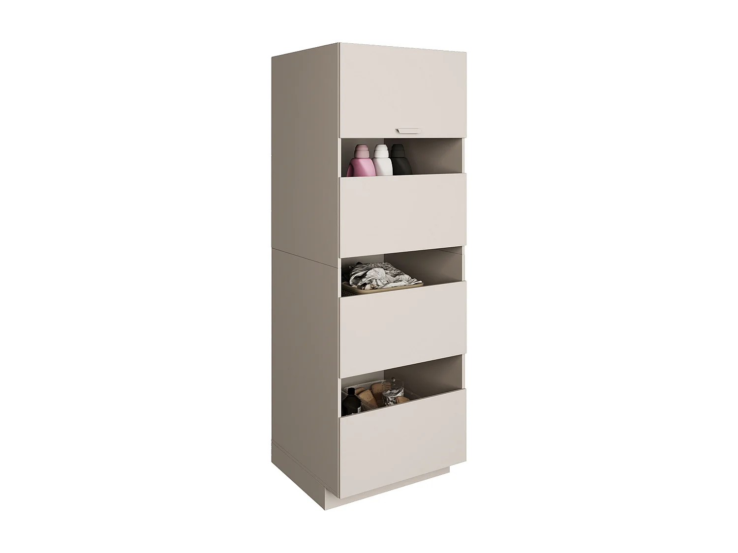 Badezimmer-Hochschrank stehend 68 cm – 4 Türen – Kaschmirgrau – HOLV