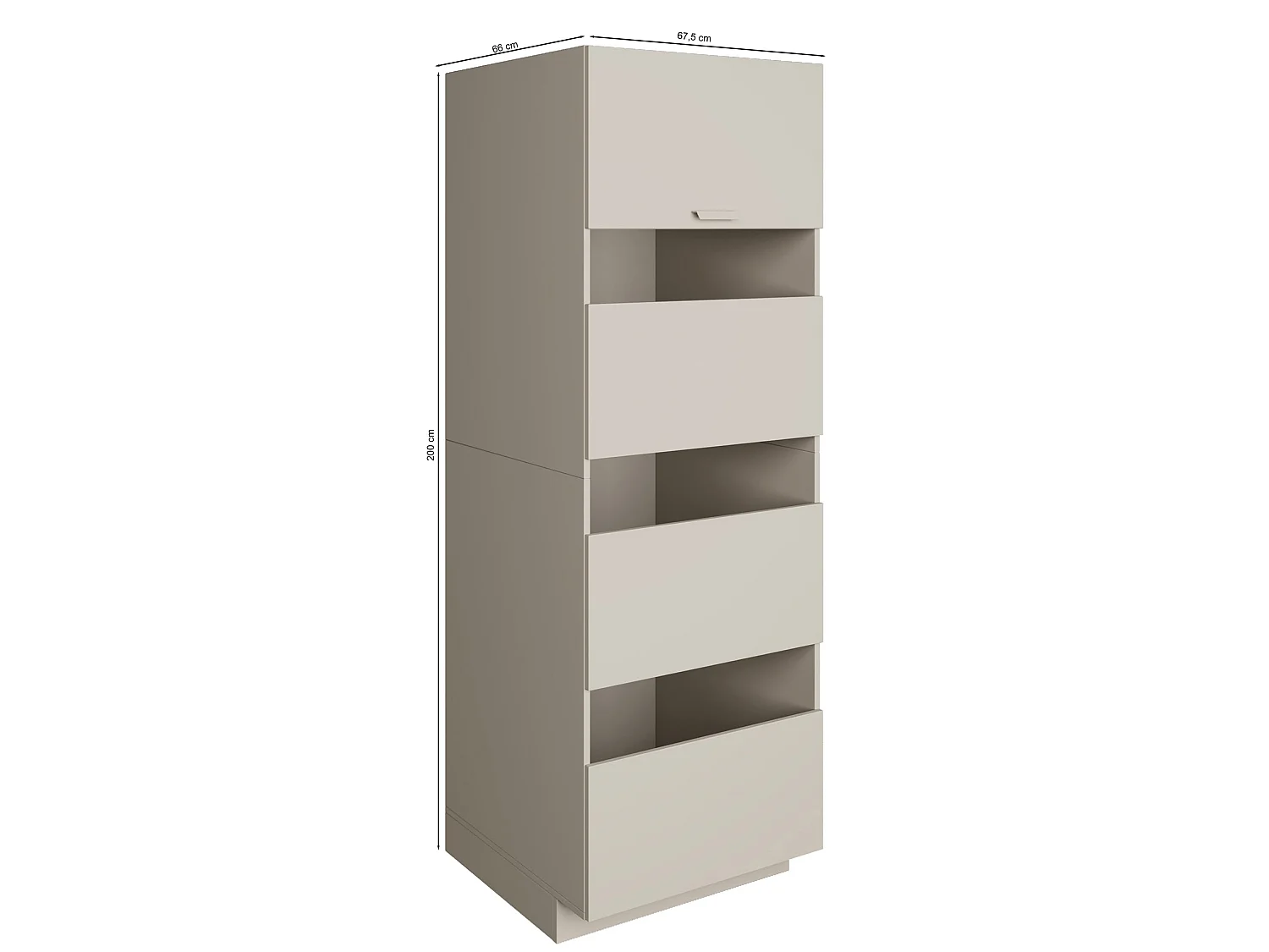 Badezimmer-Hochschrank stehend 68 cm – 4 Türen – Kaschmirgrau – HOLV