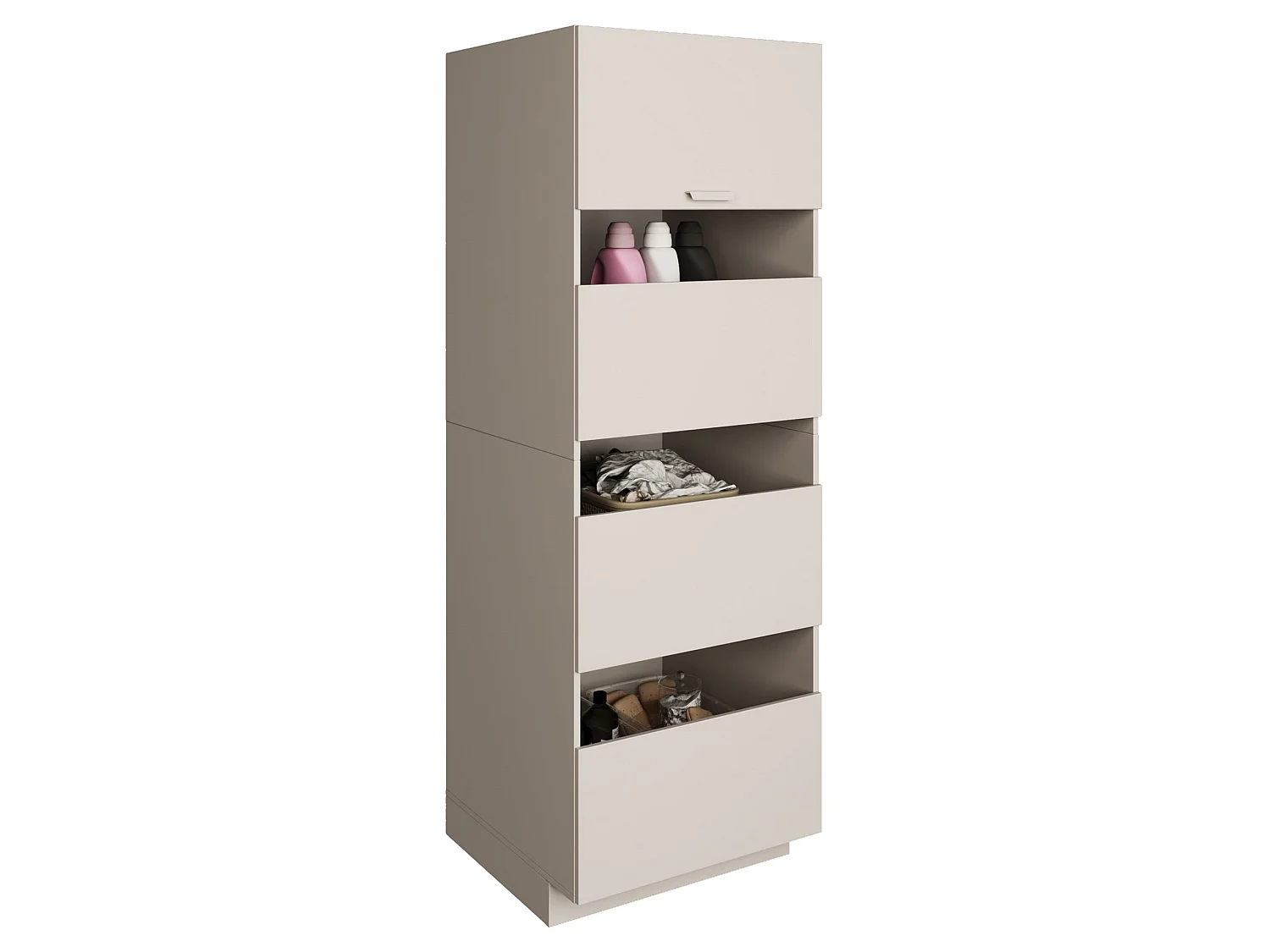 Badezimmer-Hochschrank stehend 68 cm – 4 Türen – Kaschmirgrau – HOLV