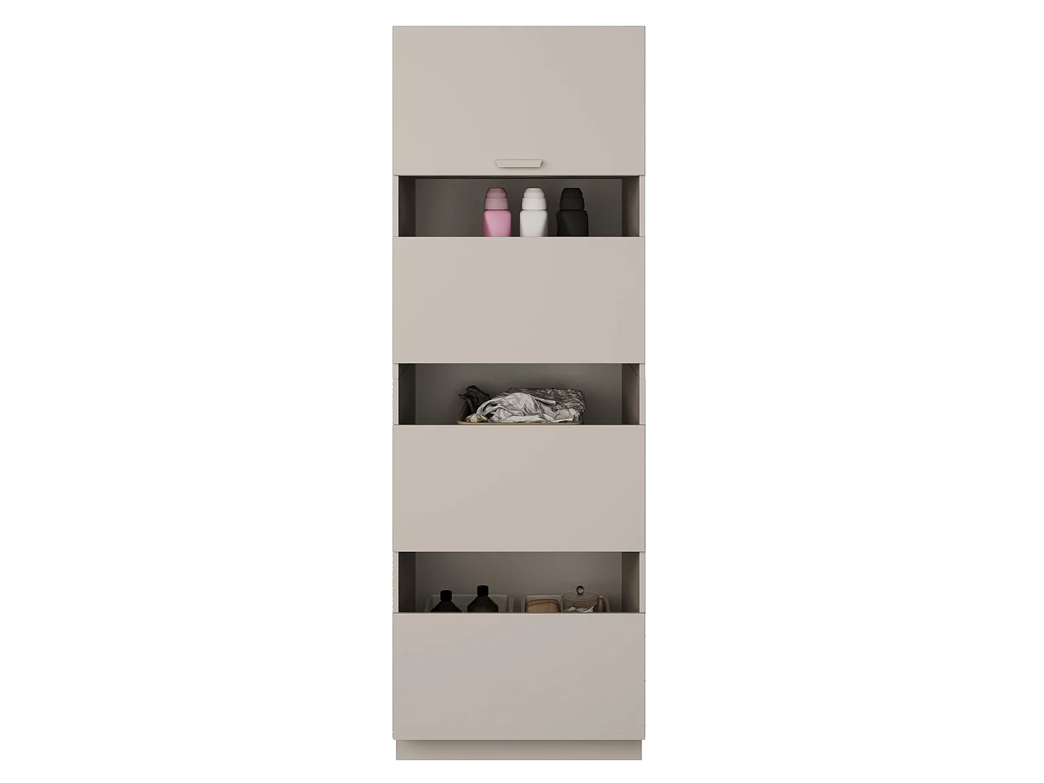Badezimmer-Hochschrank stehend 68 cm – 4 Türen – Kaschmirgrau – HOLV