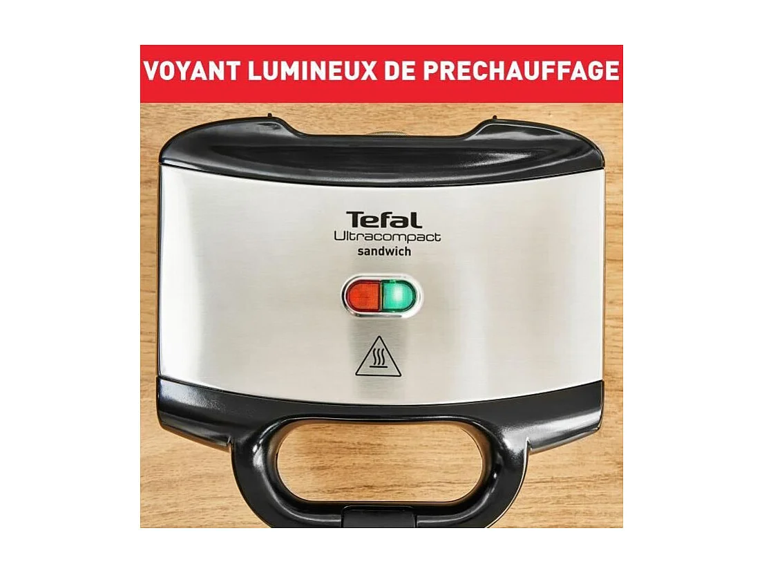 Croque-monsieur Tefal SM155212 ultrakompakt 700W Edelstahl Antihaftbeschichtung mit hitzebeständigem Griff und Sicherheitsverriegelung