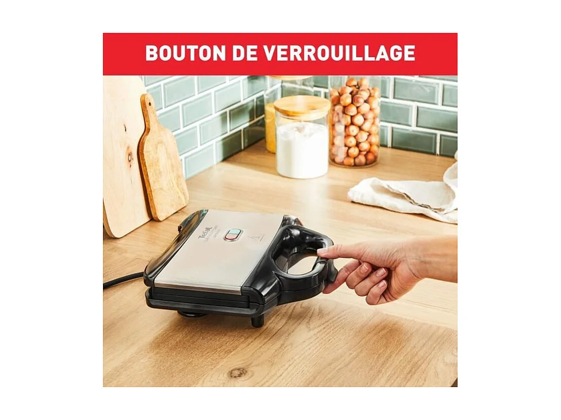 Croque-monsieur Tefal SM155212 ultrakompakt 700W Edelstahl Antihaftbeschichtung mit hitzebeständigem Griff und Sicherheitsverriegelung