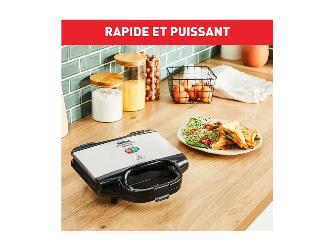 Croque-monsieur Tefal SM155212 ultrakompakt 700W Edelstahl Antihaftbeschichtung mit hitzebeständigem Griff und Sicherheitsverriegelung
