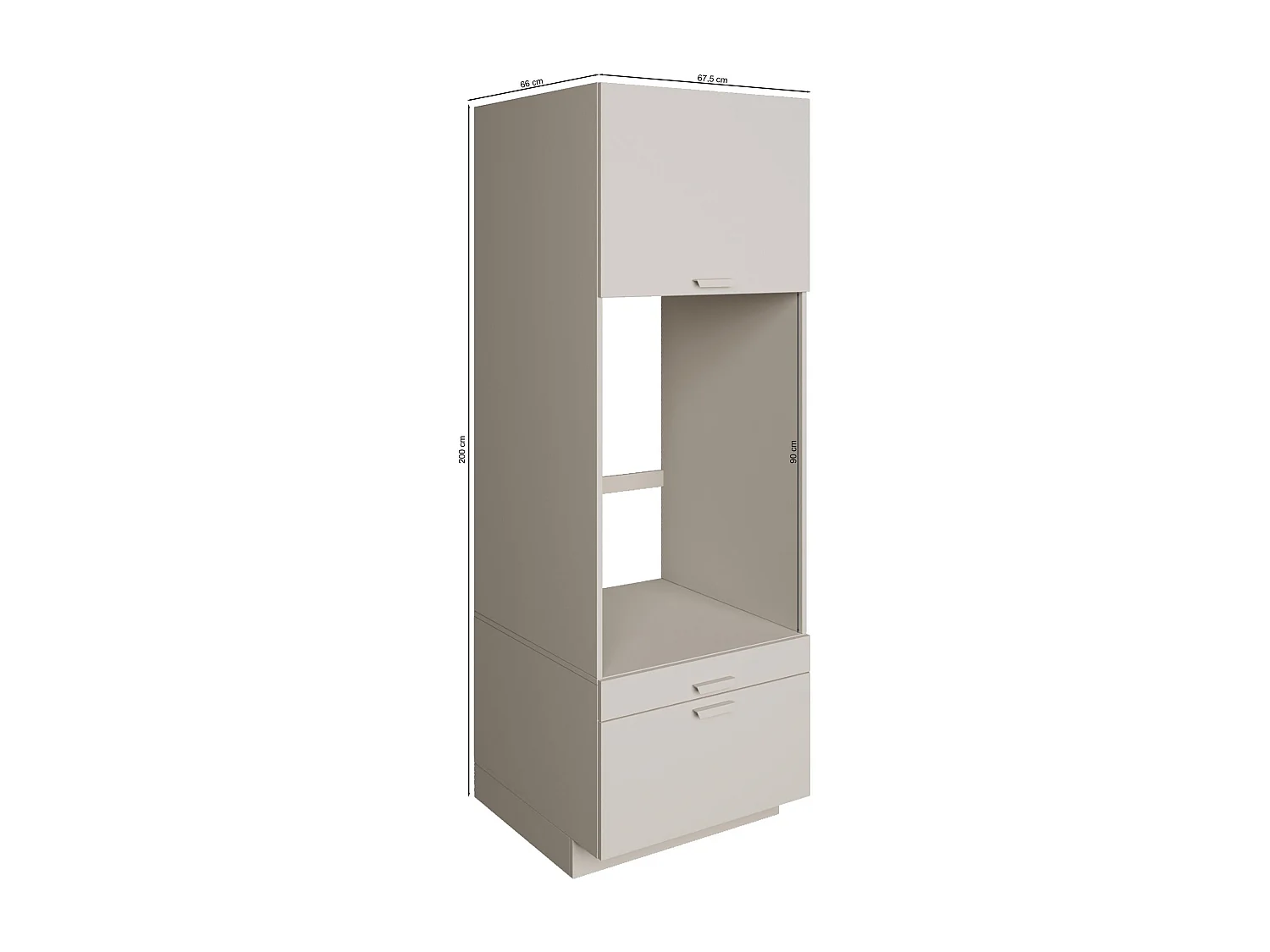 Waschmaschinenschrank 68 cm – für 1 Gerät, mit Schublade und Einlegeboden – Kaschmirgrau – HOLV