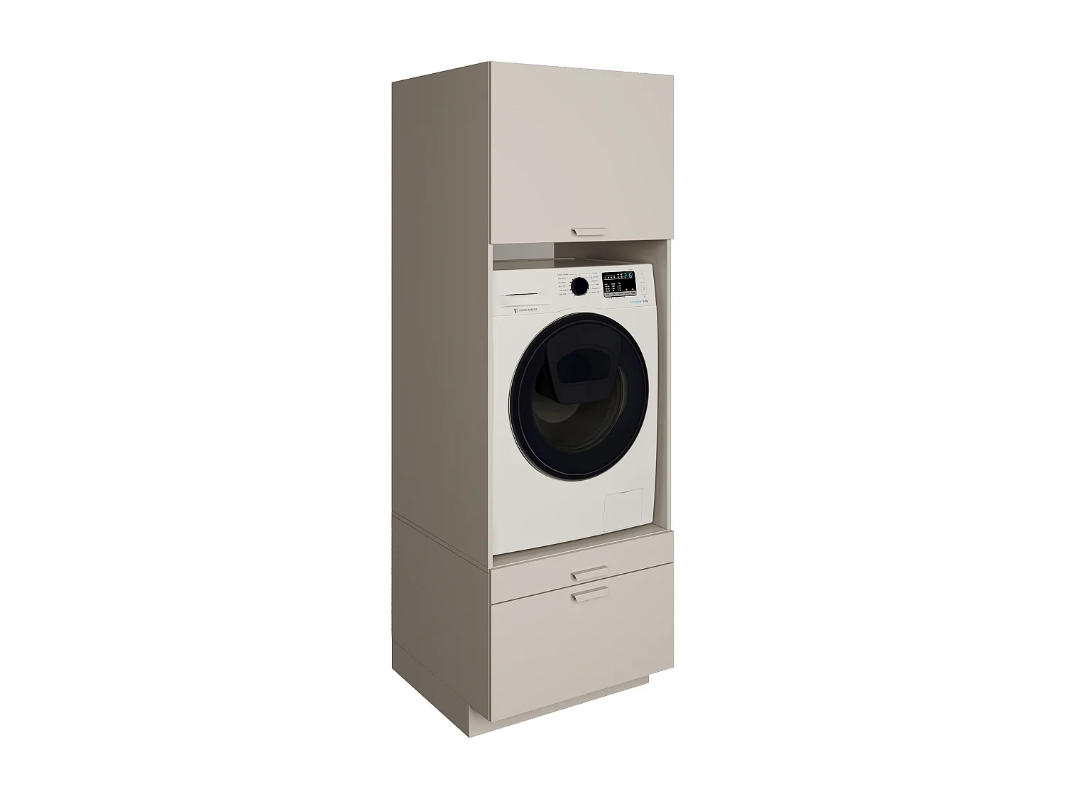 Waschmaschinenschrank 68 cm – für 1 Gerät, mit Schublade und Einlegeboden – Kaschmirgrau – HOLV