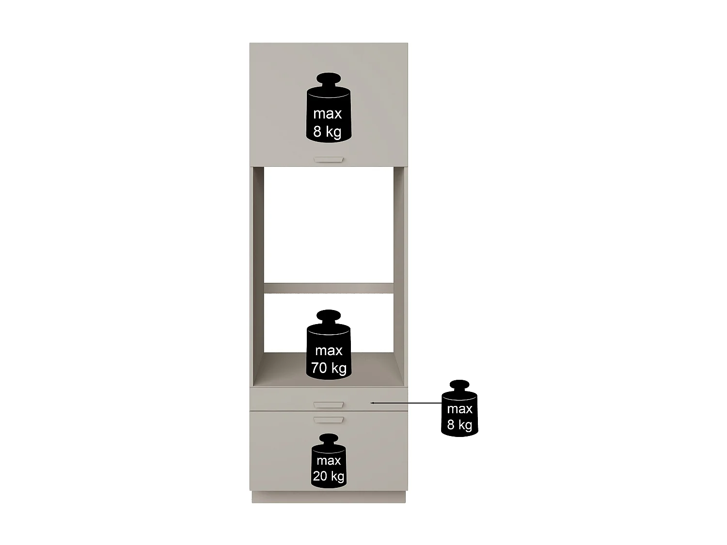 Waschmaschinenschrank 68 cm – für 1 Gerät, mit Schublade und Einlegeboden – Kaschmirgrau – HOLV