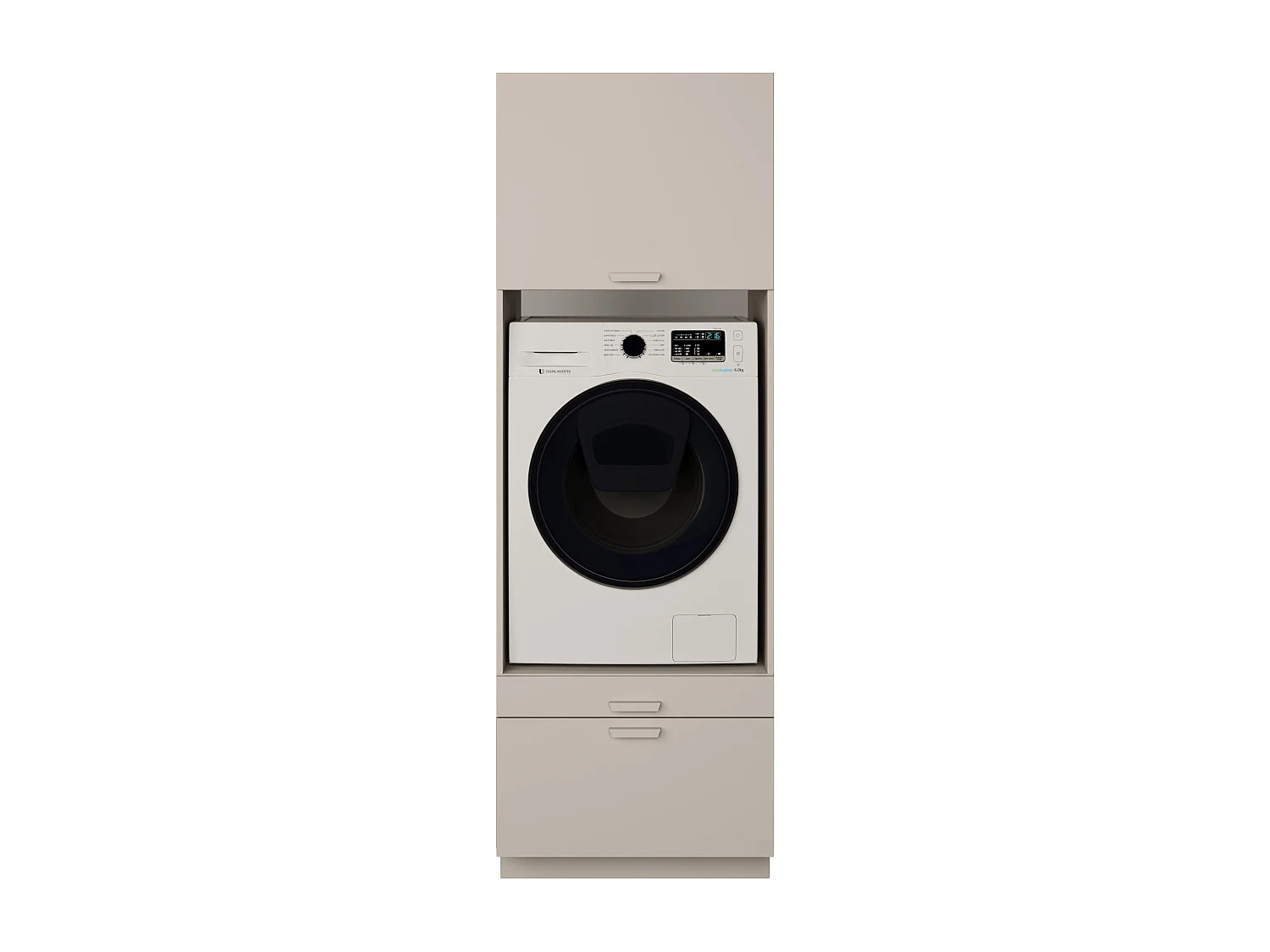 Waschmaschinenschrank 68 cm – für 1 Gerät, mit Schublade und Einlegeboden – Kaschmirgrau – HOLV