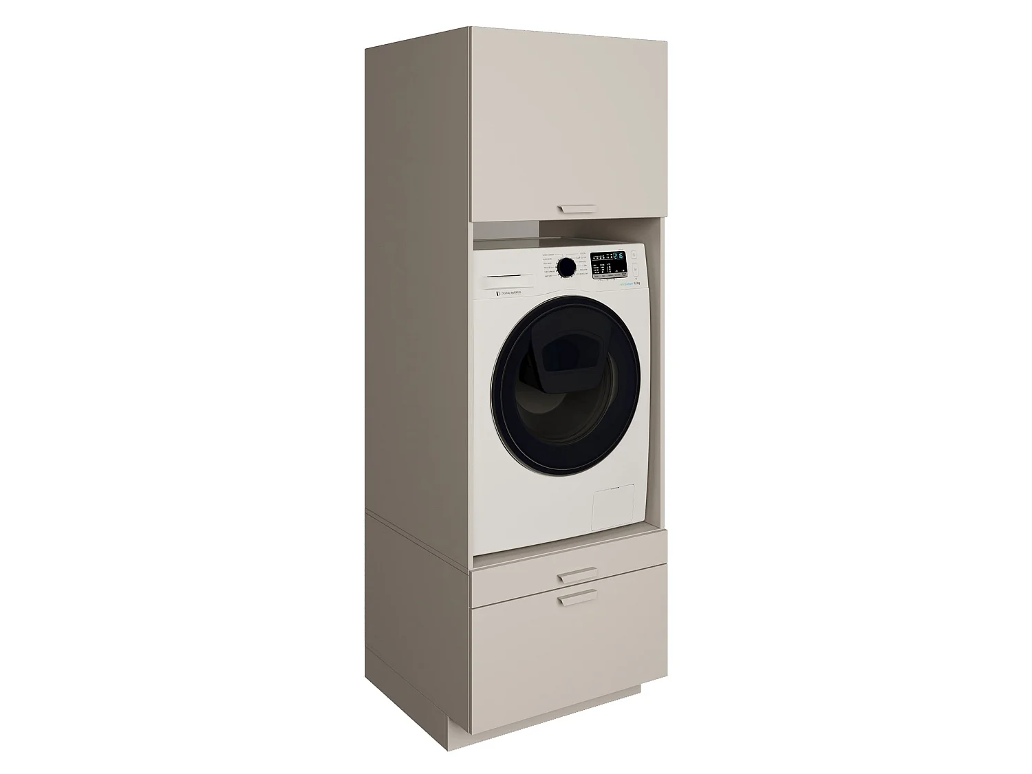 Wasmachinekast 68 cm met lade en plank – Kasjmiergrijs – HOLV
